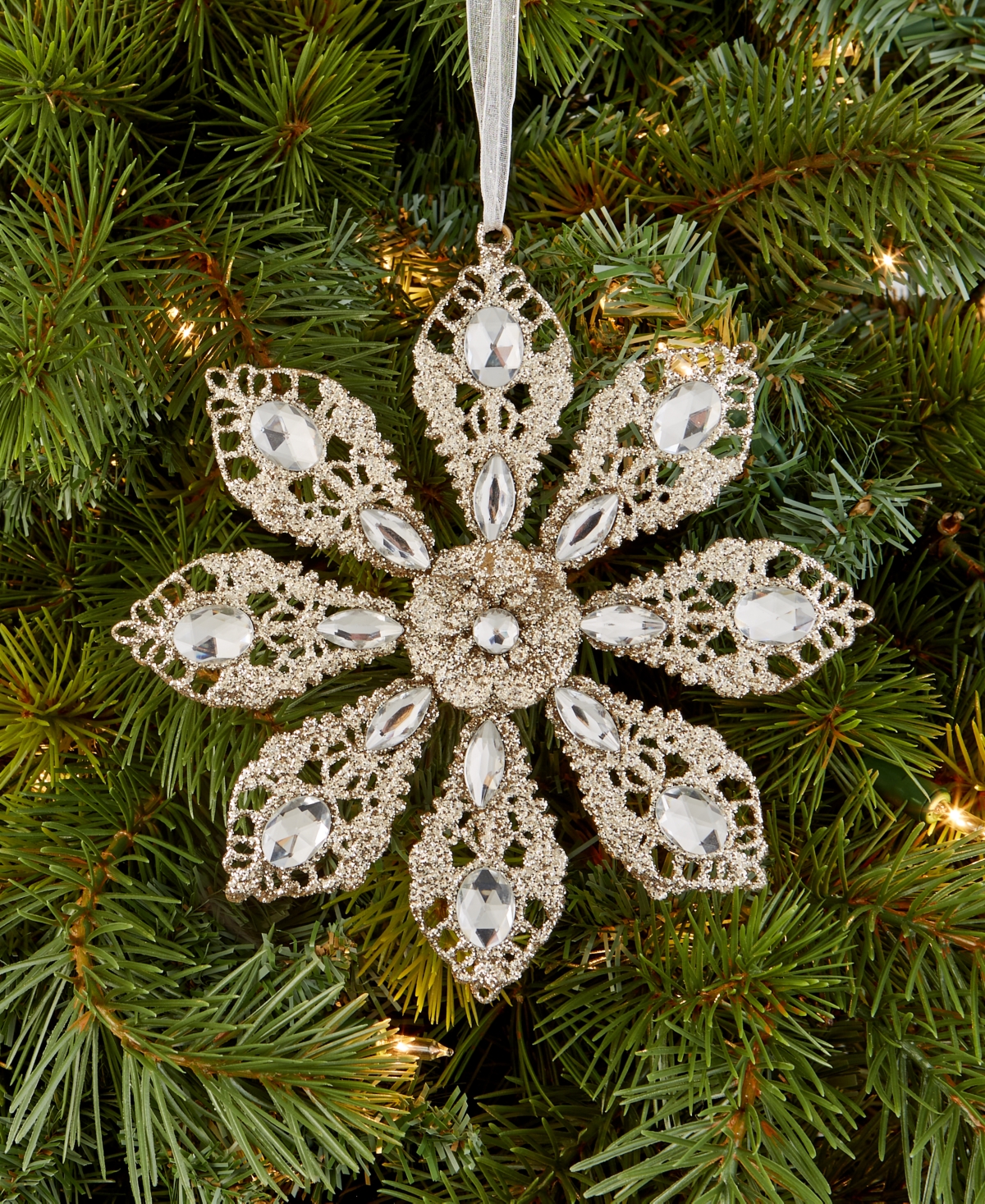 Holiday Lane Jeweled Classics Iron Snowflake Ornament, Macy's Exclusive In Transparent