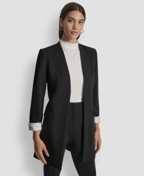 Женские куртки DKNY Women's Collarless Open-Front Topper Jacket