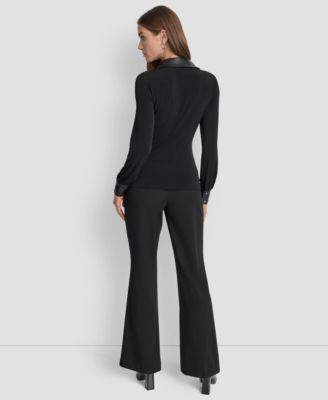 Women's Twist-Front Contrast-Trim Top