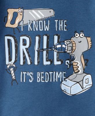 Toddler Boys Construction-Print 100% Cotton Long-Sleeve Snug-Fit 4-Piece Pajamas