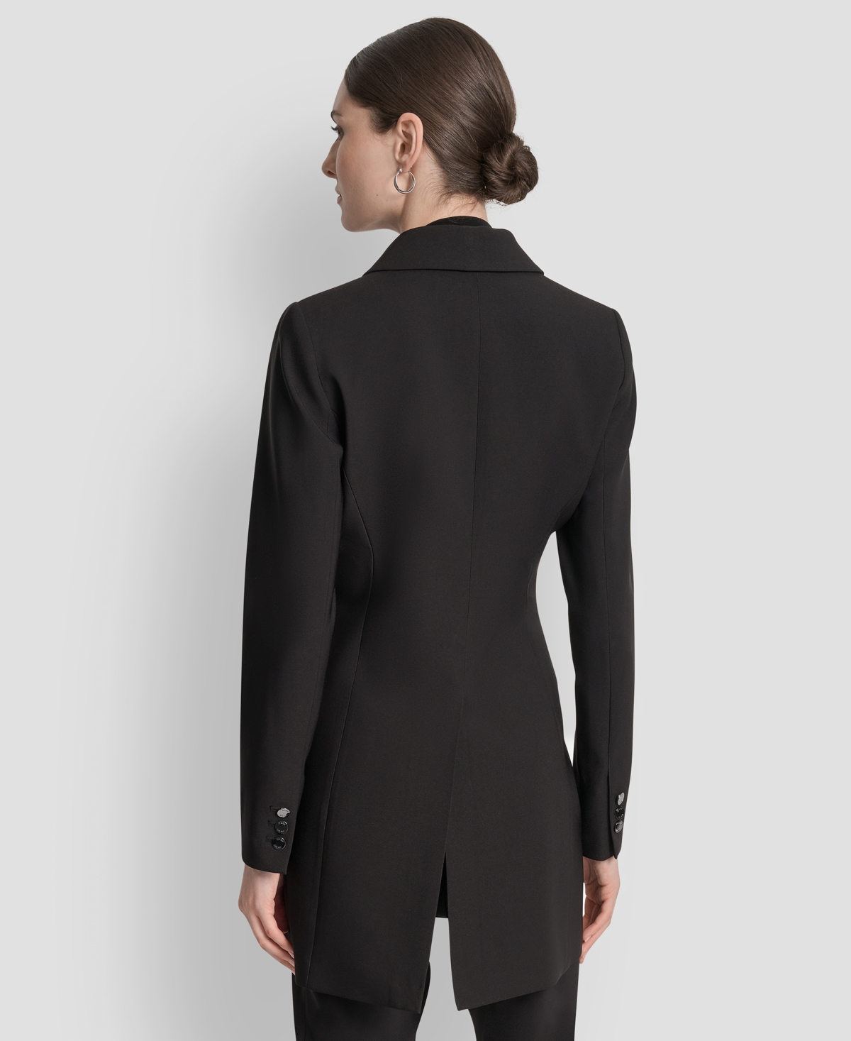Dkny Petite Single-button Long-sleeve Blazer In Black