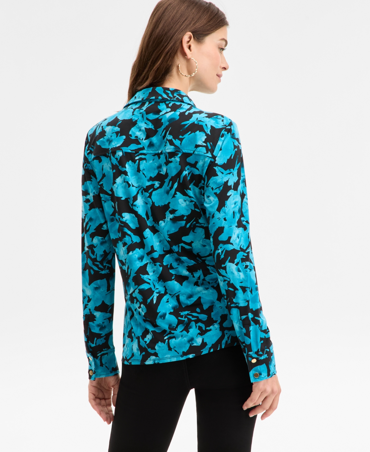 Inc International Concepts Women's Printed Utility Top, Macy's Exclusive In Blue