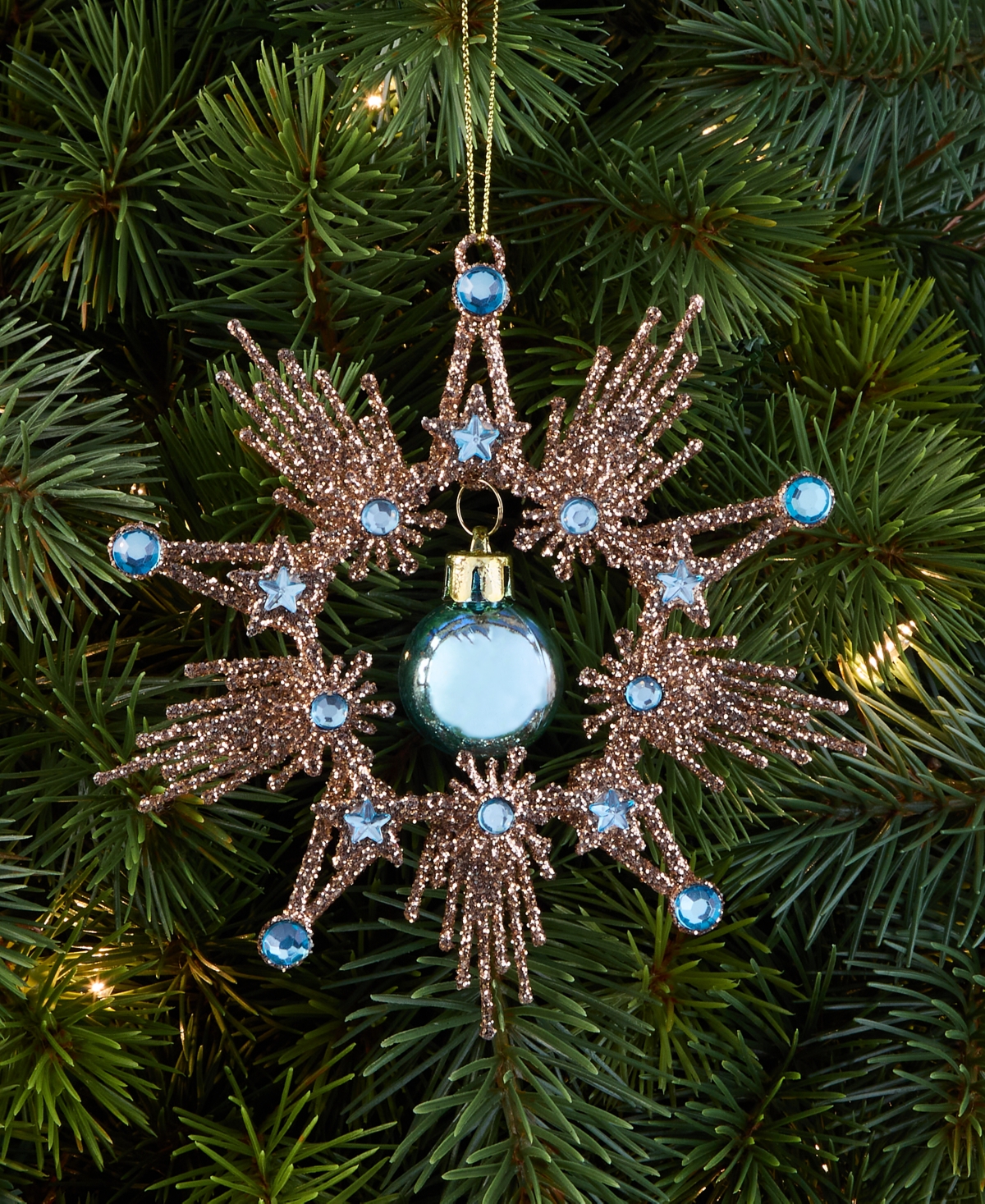 Holiday Lane Enchanted Emerald Gold-tone Snowflake Ornament, Macy's Ornament In Green