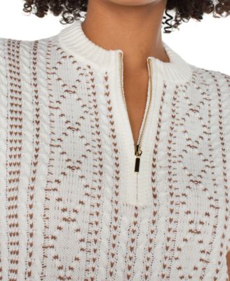 Women's Cap-Sleeve Dolman Half-Zip Sweater