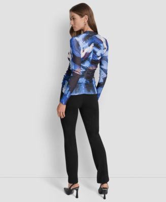 Women's Printed V-Neck Ruched Top