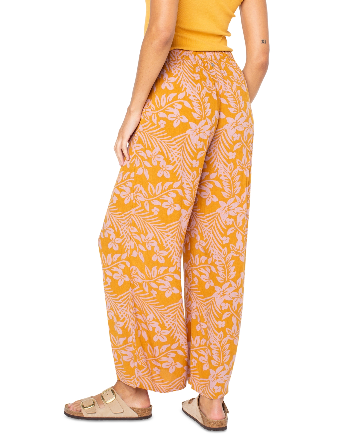 Roxy Juniors' Floral-print Midnight Avenue Crinkled Pull-on Pants In Multi