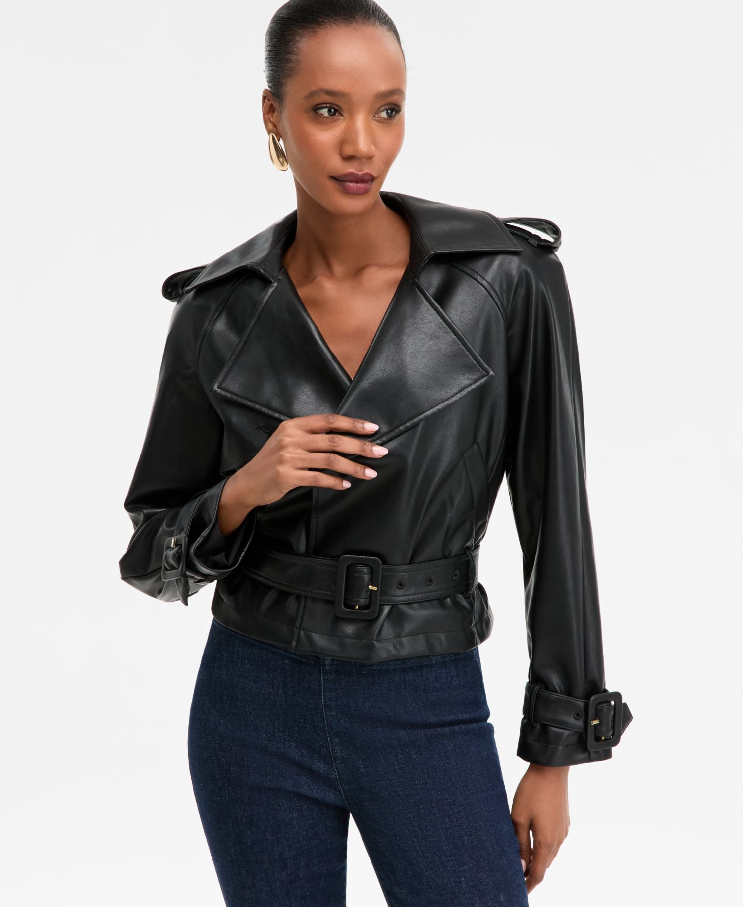 Women's Faux-Leather Biker Jacket