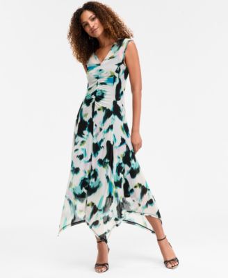 I.N.C. International Concepts - Women's Printed V-Neck Ruched Dress