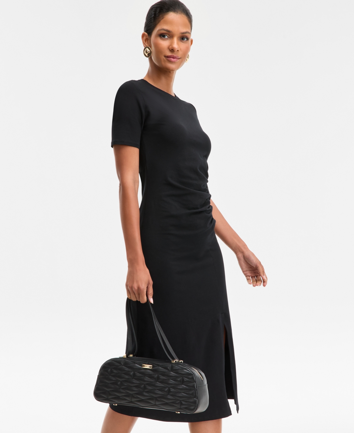 Inc International Concepts Women's Tie-front Shirt Dress, Exclusively At Macy's In Black