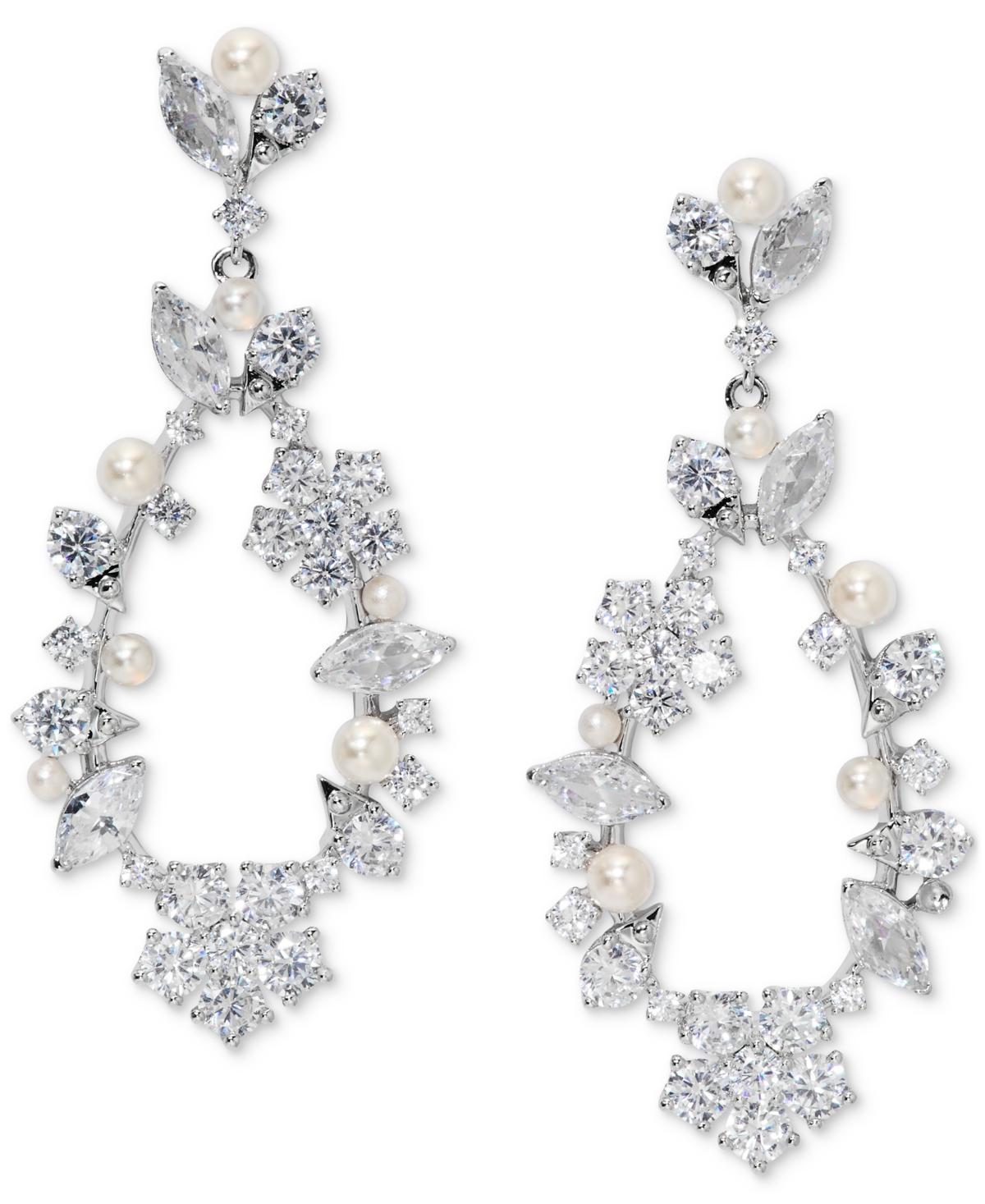 Eliot Danori Ella Cubic Zirconia & Imitation Pearl Drop Earrings In Silver