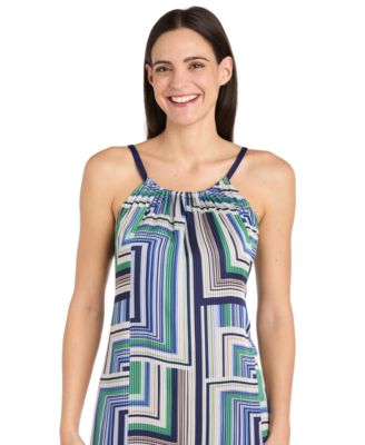 Women's Sleeveless Shirred-Collar Maxi Dress