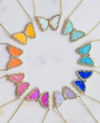 Butterfly Necklace with Lab-Grown Opal in Sterling Silver