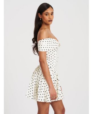 Women's Edeline Polka Dot Off-shoulder Pleated Mini Dress