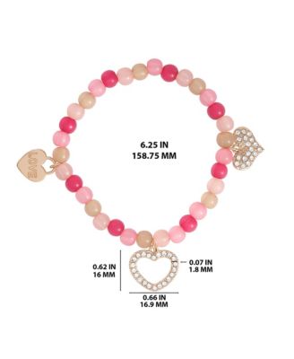Pink Heart Charm Bracelet & Earrings Set