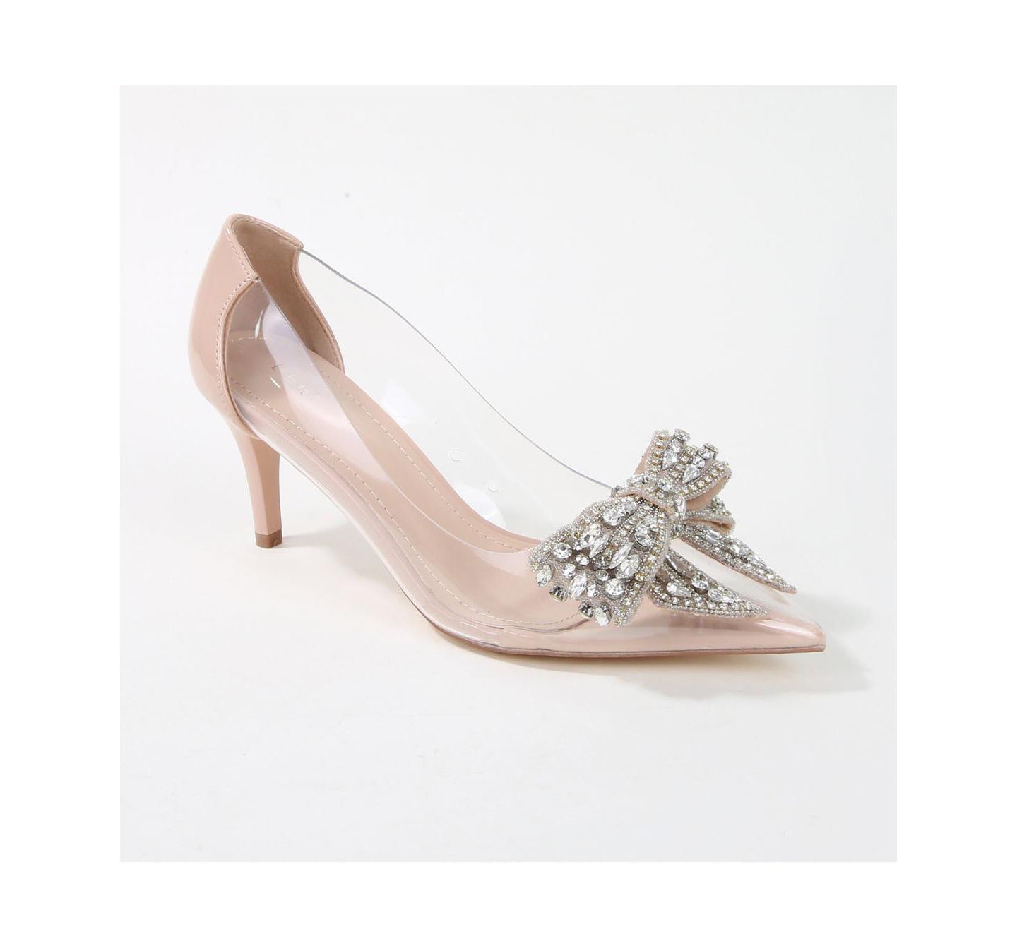 Женские туфли BERNESS Nala Clear Vinyl Pump with Rhinestone Bow, цвет: Бежевый — фото 1