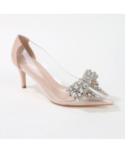 Женские туфли BERNESS Nala Clear Vinyl Pump with Rhinestone Bow, цвет: Бежевый