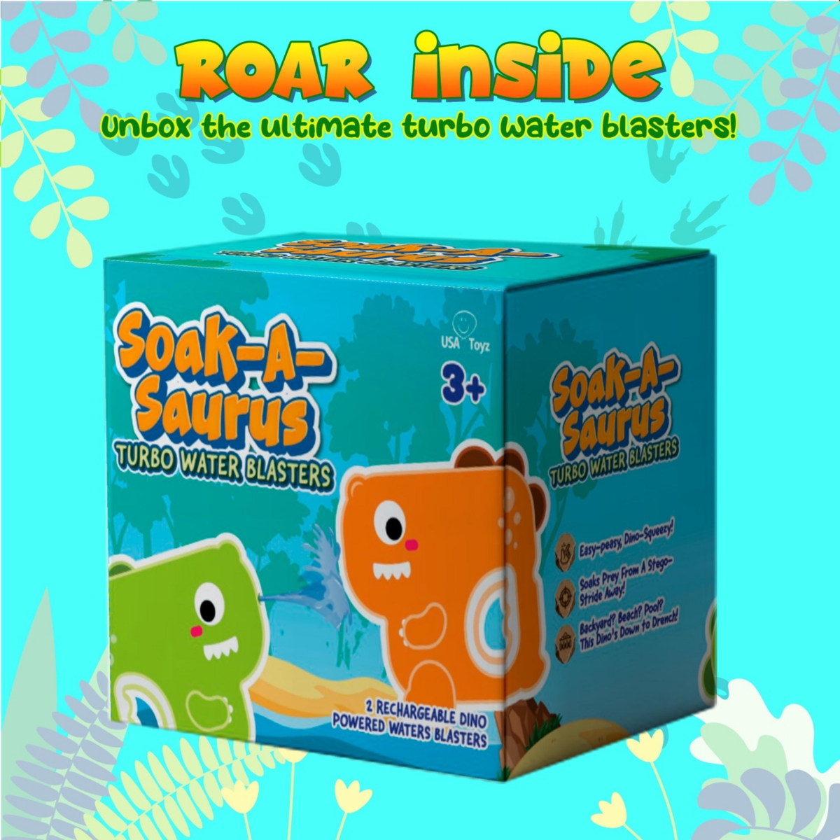 Usa Toyz T-Rex Dino Water Blaster (Green, Orange)