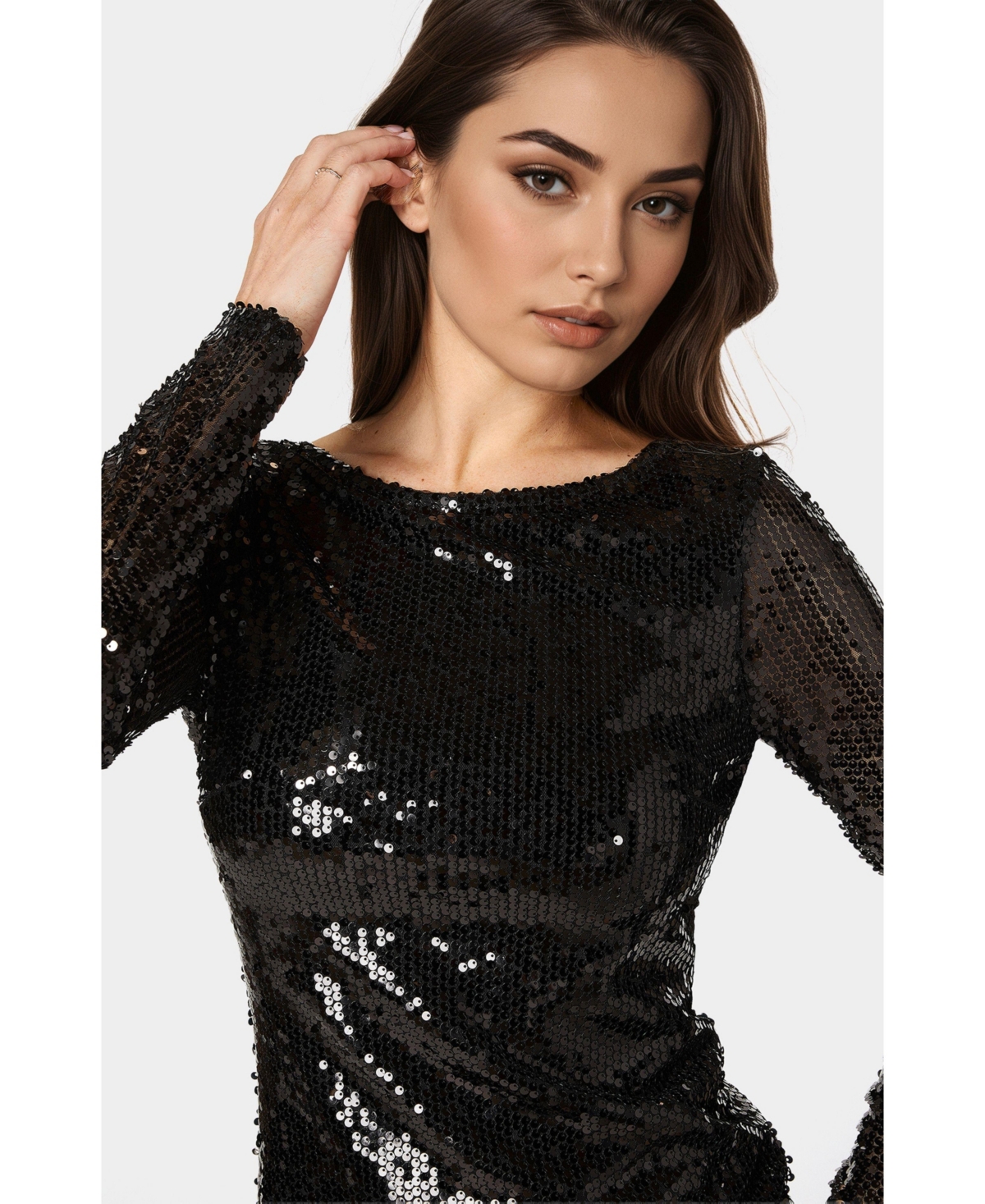 Bebe Women's Cowl Back Sequin Mini Dress