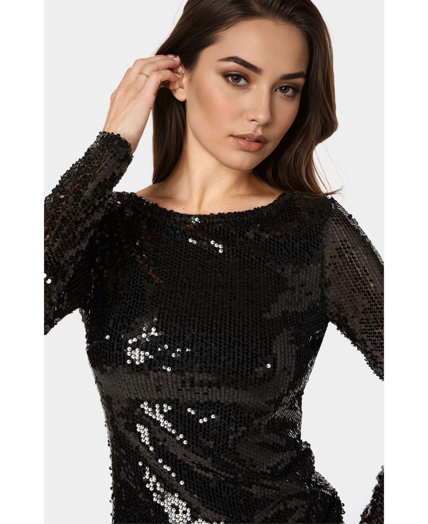Women's Cowl Back Sequin Mini Dress