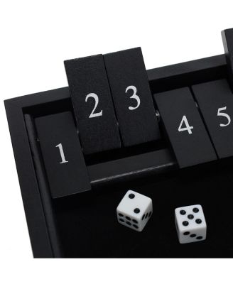 12 Number Shut the Box Board Game, Black Stained Wood, 13.5 in.