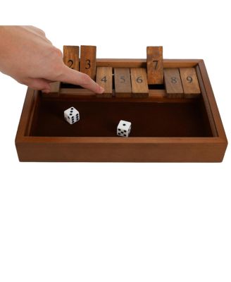 9 Number Shut the Box Board Game with Walnut Stained Wood, 11 in.
