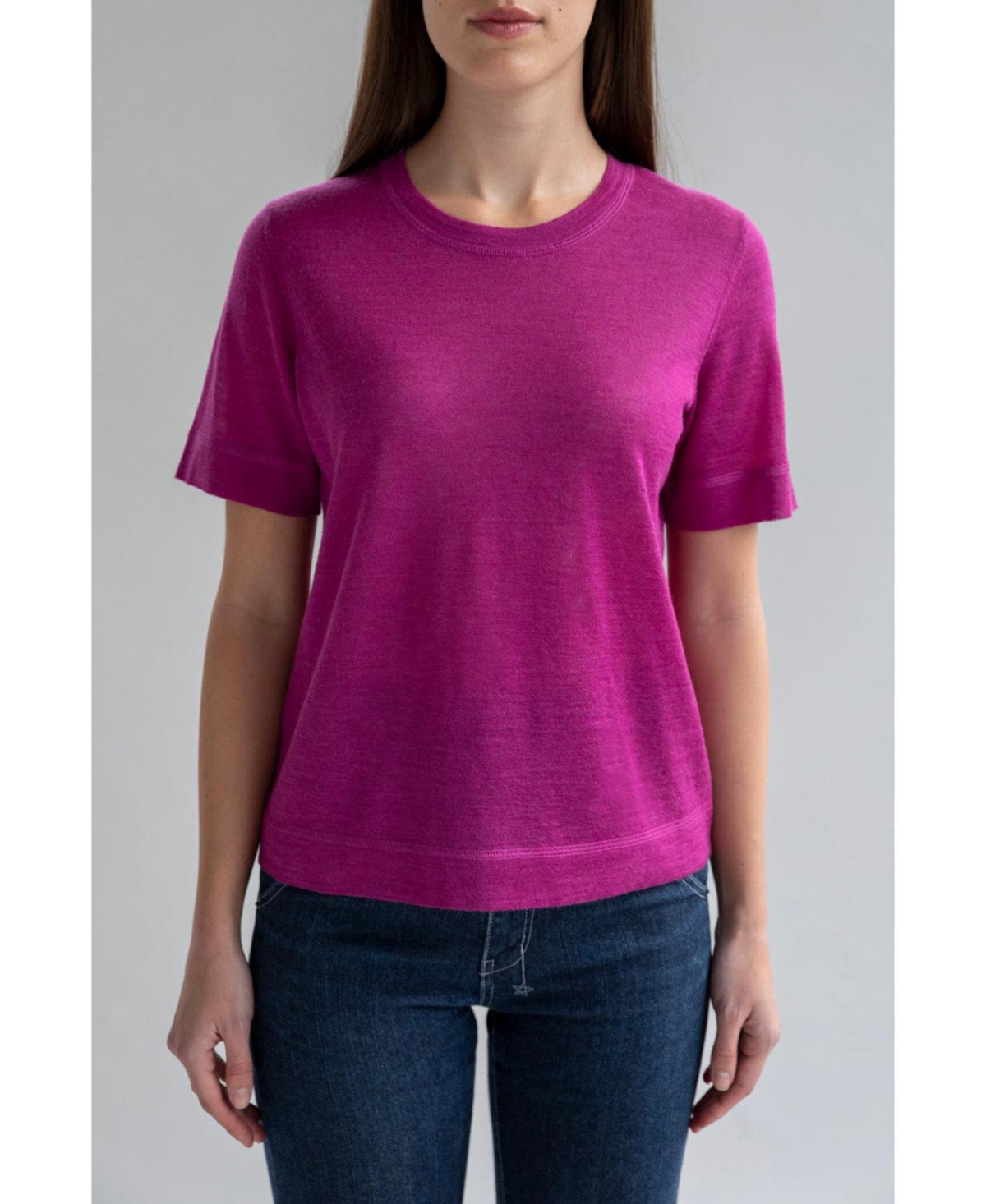 Women's 's Crew Neck Sweater Tee - Fog grey heather