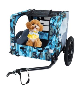 Heavy Duty Pet Bike Trailer - All-Terrain Wheels Blue/Grey