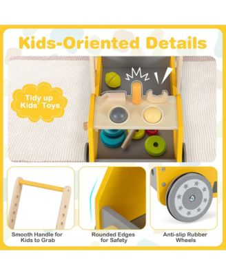 2-In-1 Montessori Wooden Baby Walker with Learning Activities Adjustable Speed