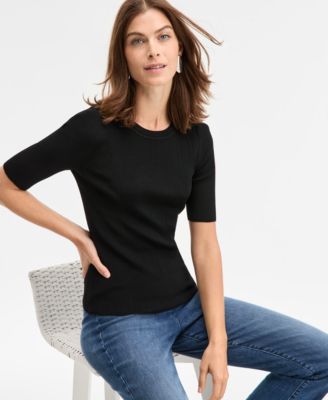 Women's Rib-Knit Crewneck Sweater, Macy's Exclusive 