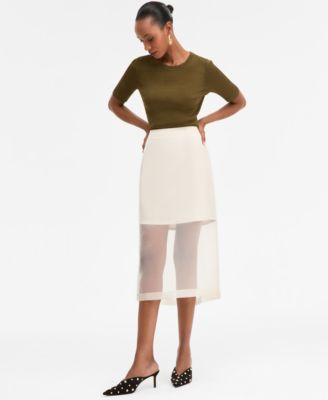 Women's Sheer-Hem Midi Skirt
