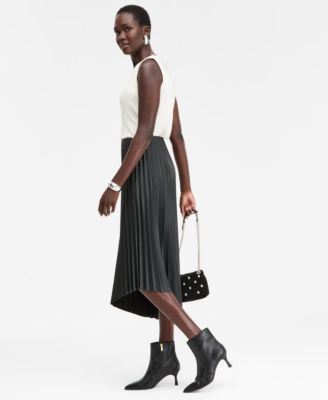 Women's Pleated Faux-Leather Asymmetrical Skirt, Macy's Exclusive