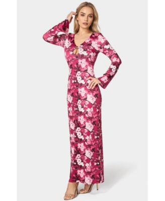 Women's Long Sleeve Keyhole Maxi Dress
