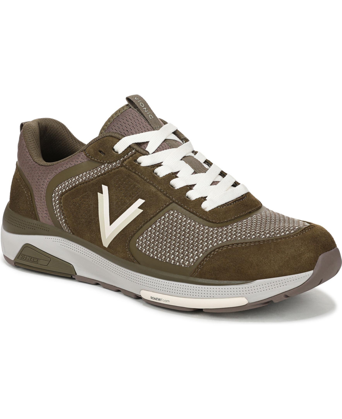 Men's Walk Strider Knit Walking Shoes - Dark olive knit/suede