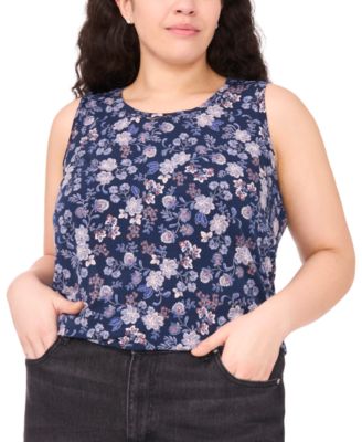 Vince Camuto - Plus Size Sleeveless Printed Keyhole Top