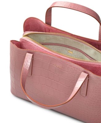 Dukes Place Faux Croc Medium Zip Top Satchel Bag