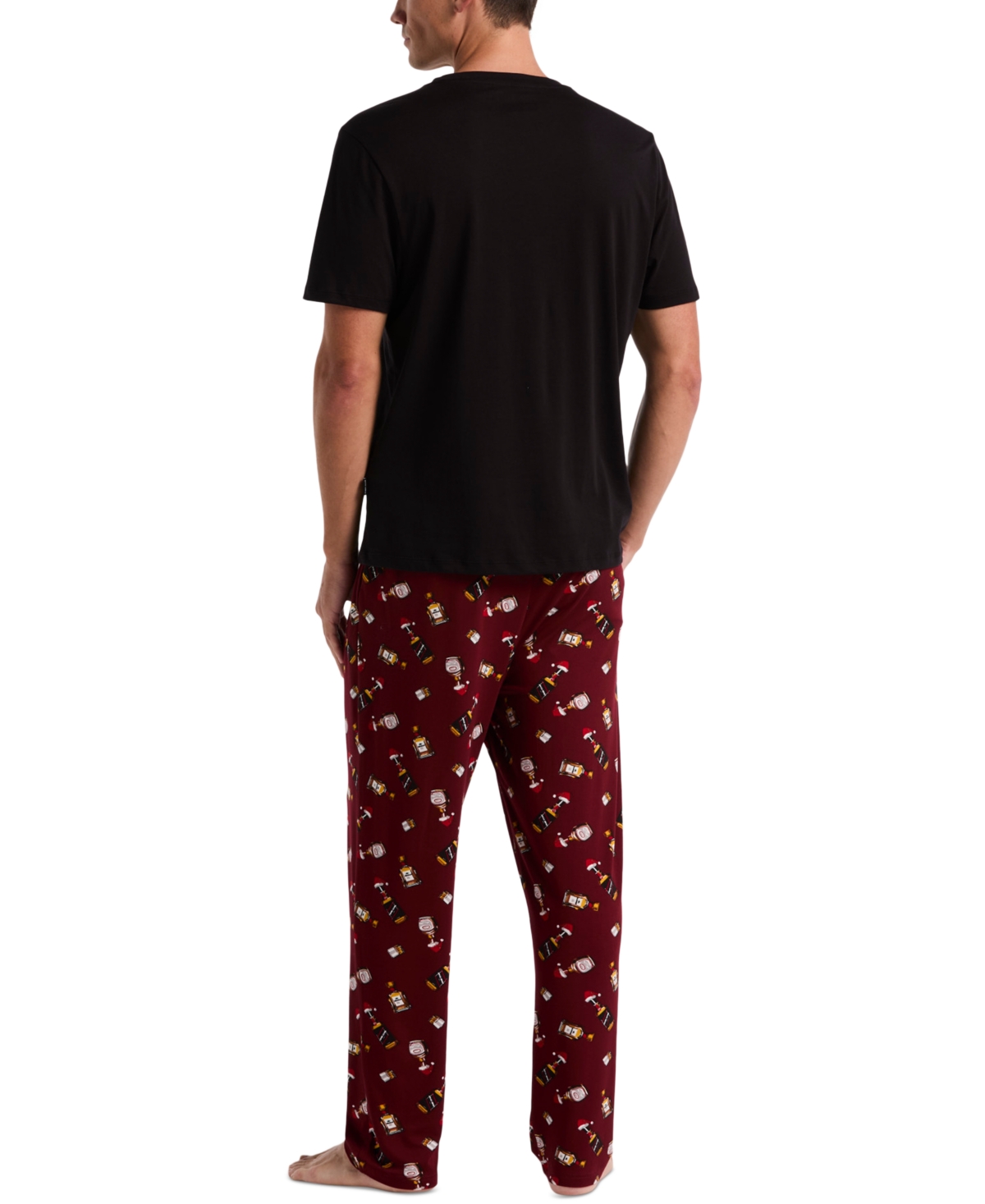Perry Ellis Portfolio Men's Deluxe Touch Cocktail-print Pajama Pants In Burgundy