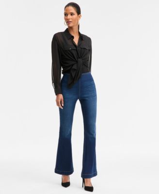 I.N.C. International Concepts - Women's High-Rise Pull-On Flare-Leg Jeans