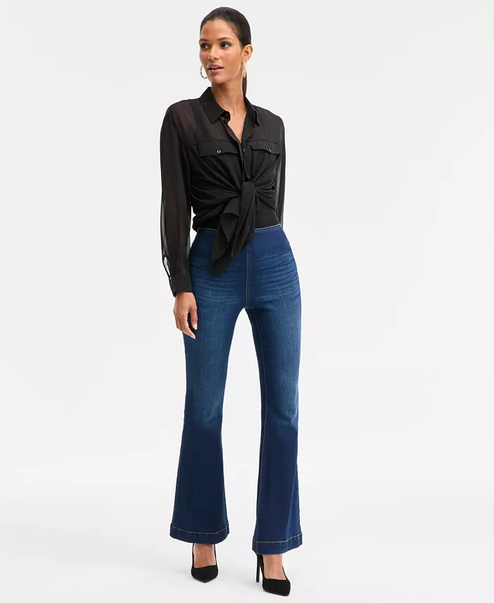 Women's High-Rise Pull-On Flare-Leg Jeans - thumbnail 3