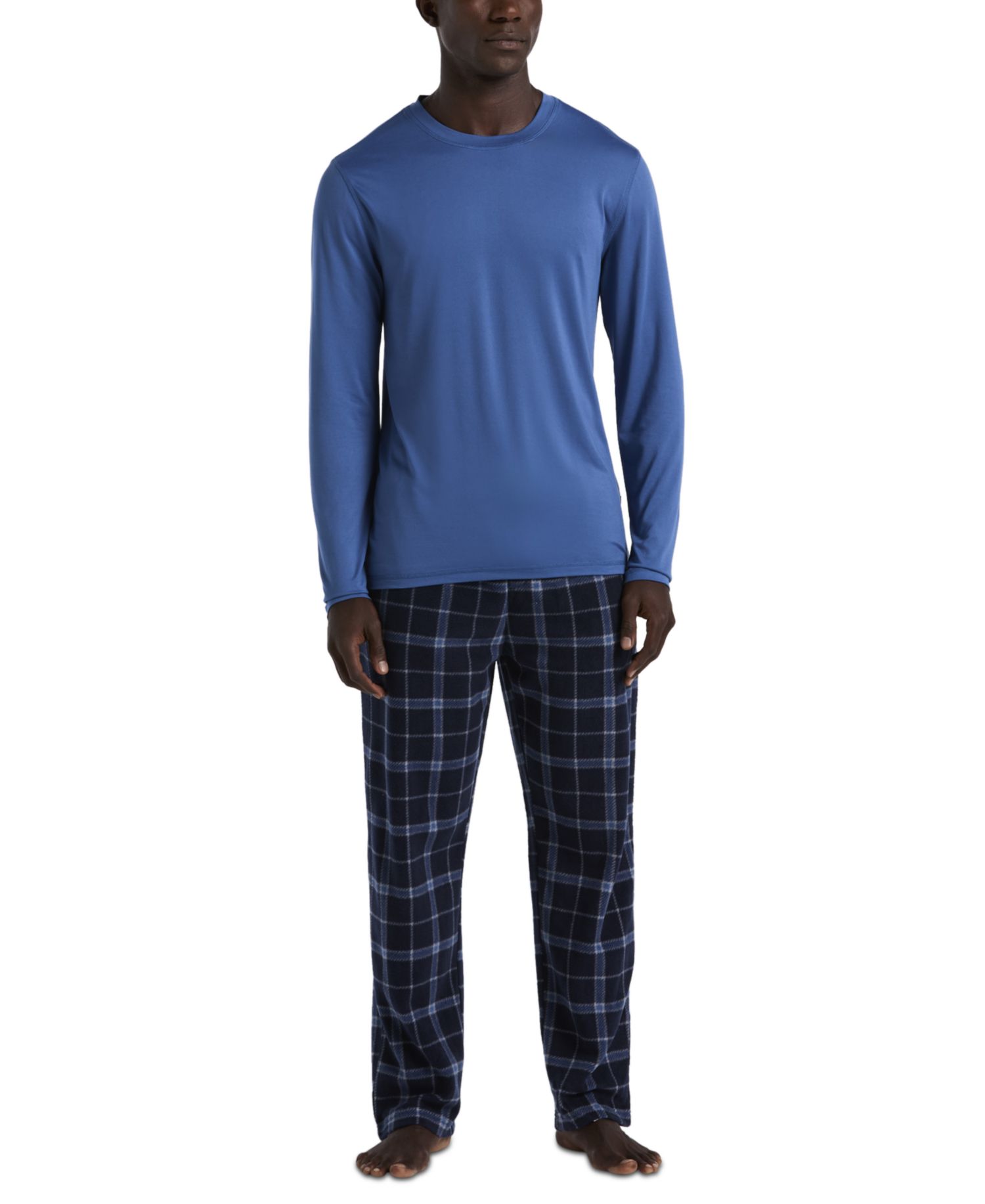 Men's Shirt & Plaid Pajama Set