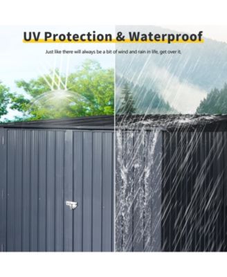 Steel Outdoor Storage Shed For Bicycle with Slope Roof and 4 Bike Tracks