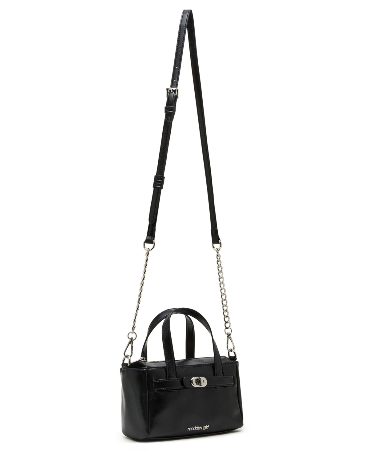 Madden Girl Cathc Crinkle Zipper Satchel Bag In Black