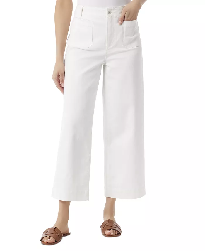 Women's Shape Effect Tummy Sculpt Patch-Pocket Cropped Wide-Leg Jeans