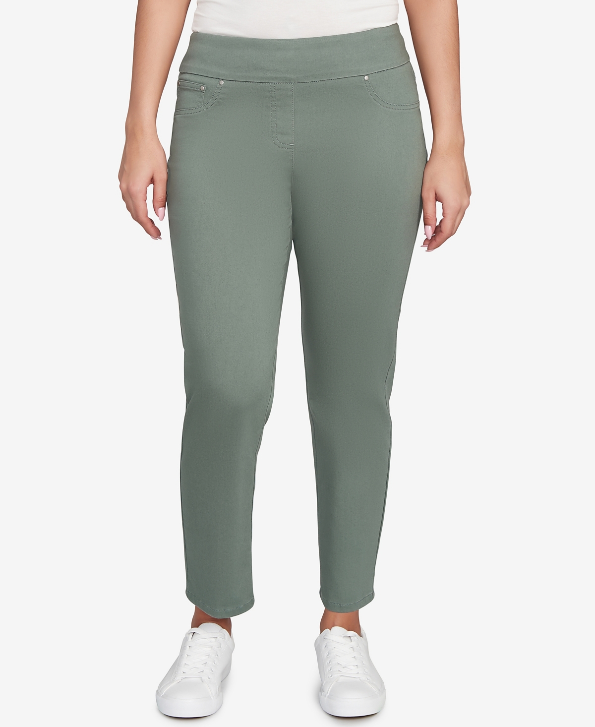 Petite Soft Denim Faux Pocket Pants - Navy
