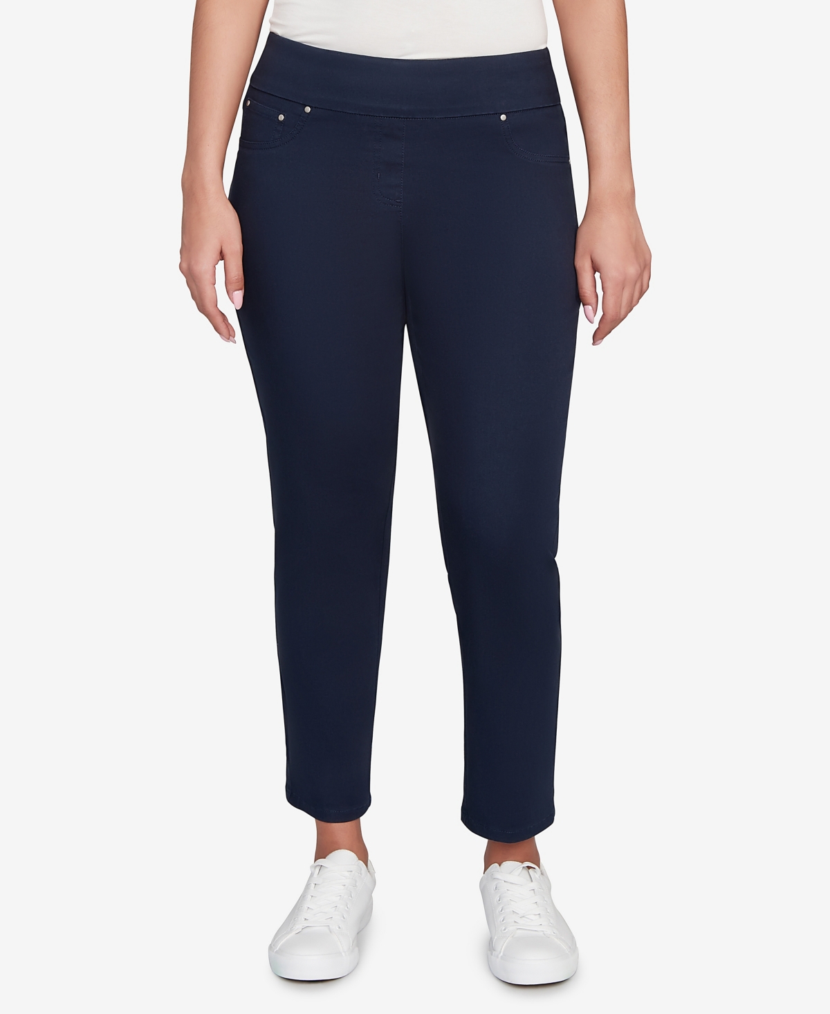Petite Soft Denim Faux Pocket Pants - Navy