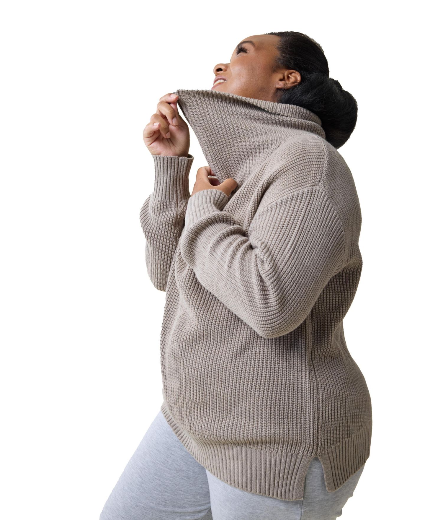 Женские свитеры Maternity Ingrid + Isabel Cozy Quarter Zip, цвет: Серо-коричневый — фото 4