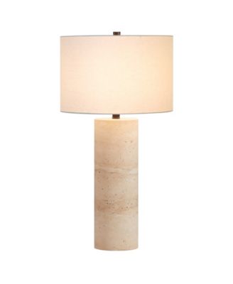 Corbett 29" Metal Natural Travertine Stone Table Lamp with Fabric Shade
