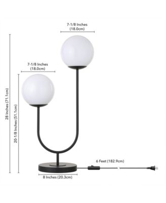 Dufrene 28" Metal 2-Light Table Lamp with Glass Shades