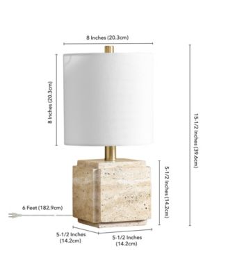 Pacha 15.5" Metal Stone Table Lamp with Fabric Shade