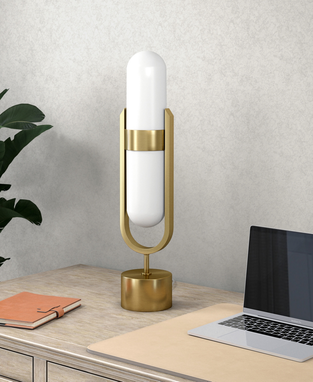 Hudson & Canal Blair 25" Metal Pill-shaped Table Lamp With Milk Glass Shade
