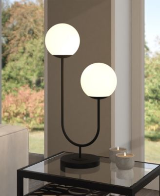 Dufrene 28" Metal 2-Light Table Lamp with Glass Shades